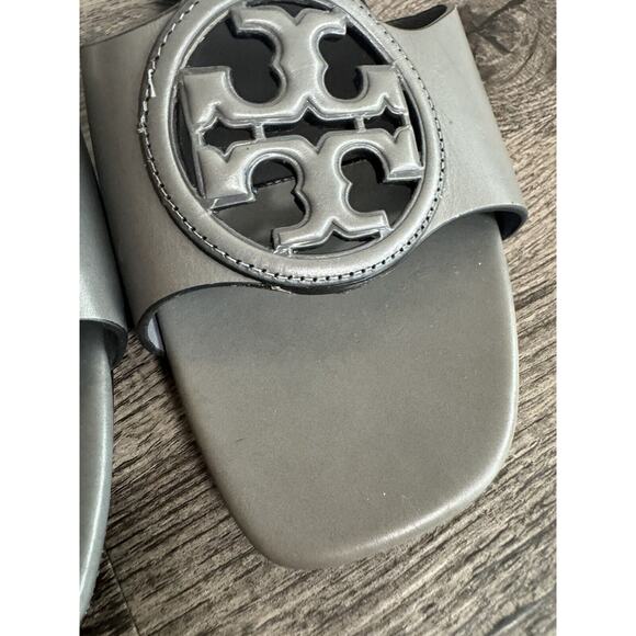 Tory Burch Womens Bombe Miller Slide Sandal Calf Leather Grey Size 7M - Picture 5 of 13